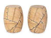 A Pair of Palm Leaf Decorated Garden Seats — 20TH/21ST CENTURY