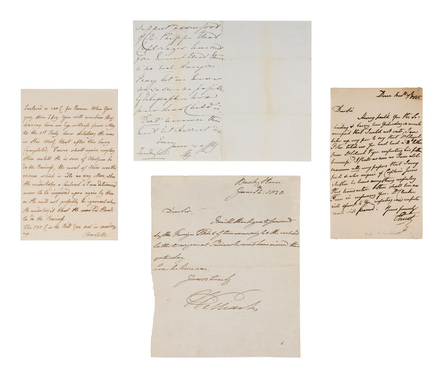 [ENGLISH & CONTINENTAL MANUSCRIPTS]. A group of 8 letters from various members of the British Royal family, ca. 19th century, including: