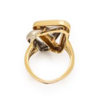 Bicolor Gold and Diamond Geometric Ring