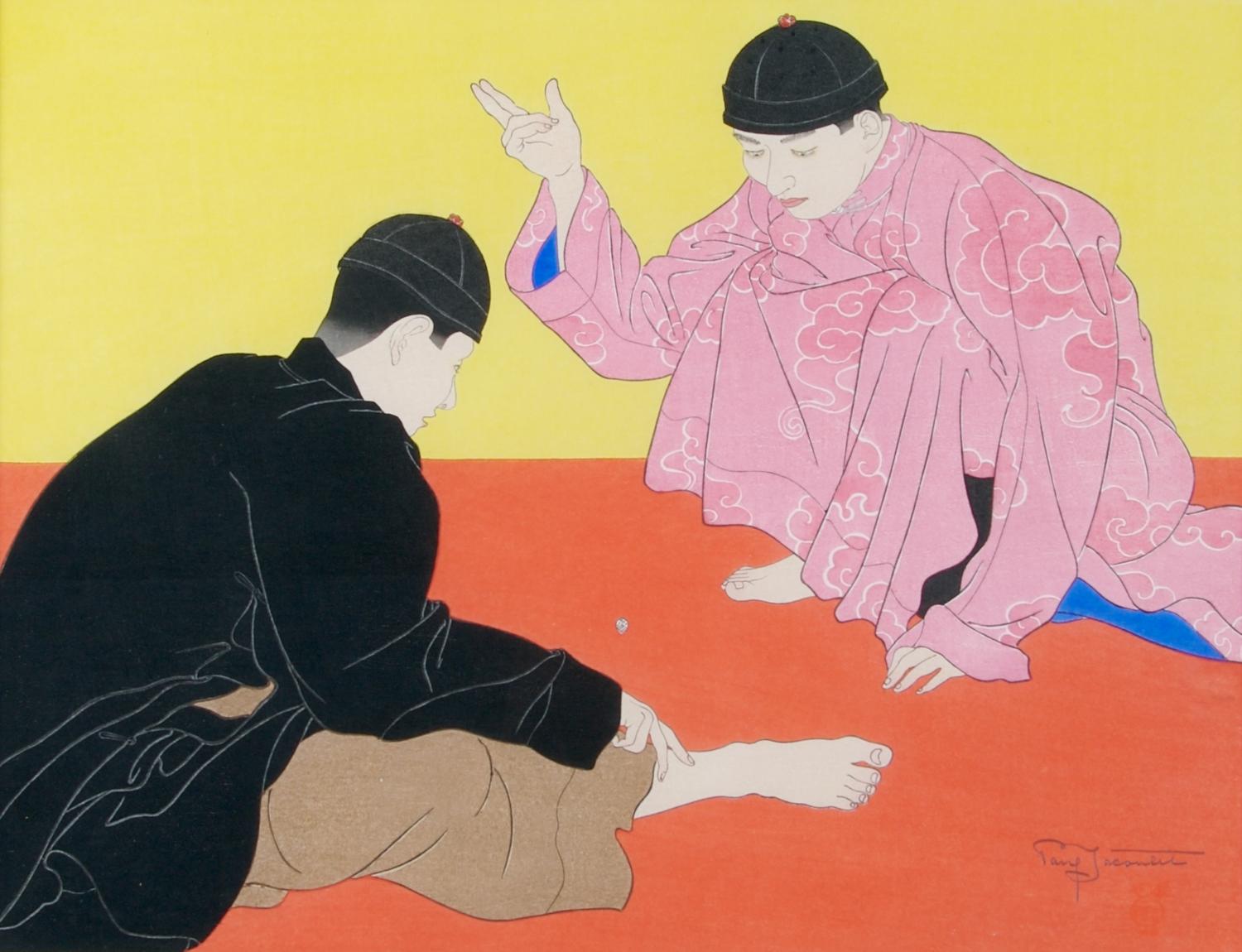 A Woodblock Print, Paul Jacoulet, Height of images 11 3/4 x width 15 1/2 inches.