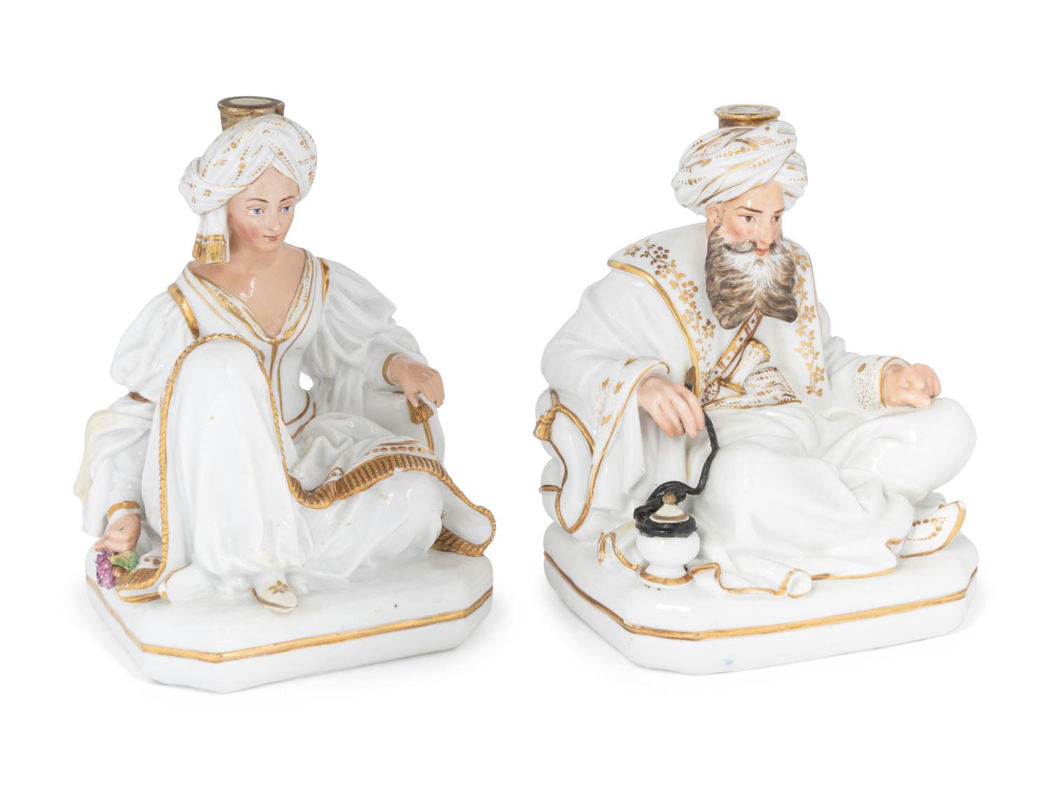 A Pair of Jacob Petit Porcelain Figural Candlesticks