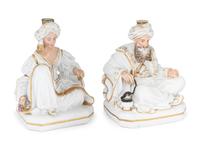 A Pair of Jacob Petit Porcelain Figural Candlesticks