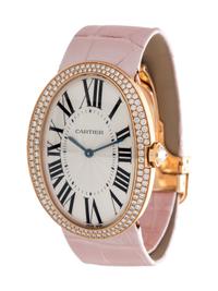 CARTIER, 18K ROSE GOLD AND DIAMOND 'BAIGNOIRE' WRISTWATCH