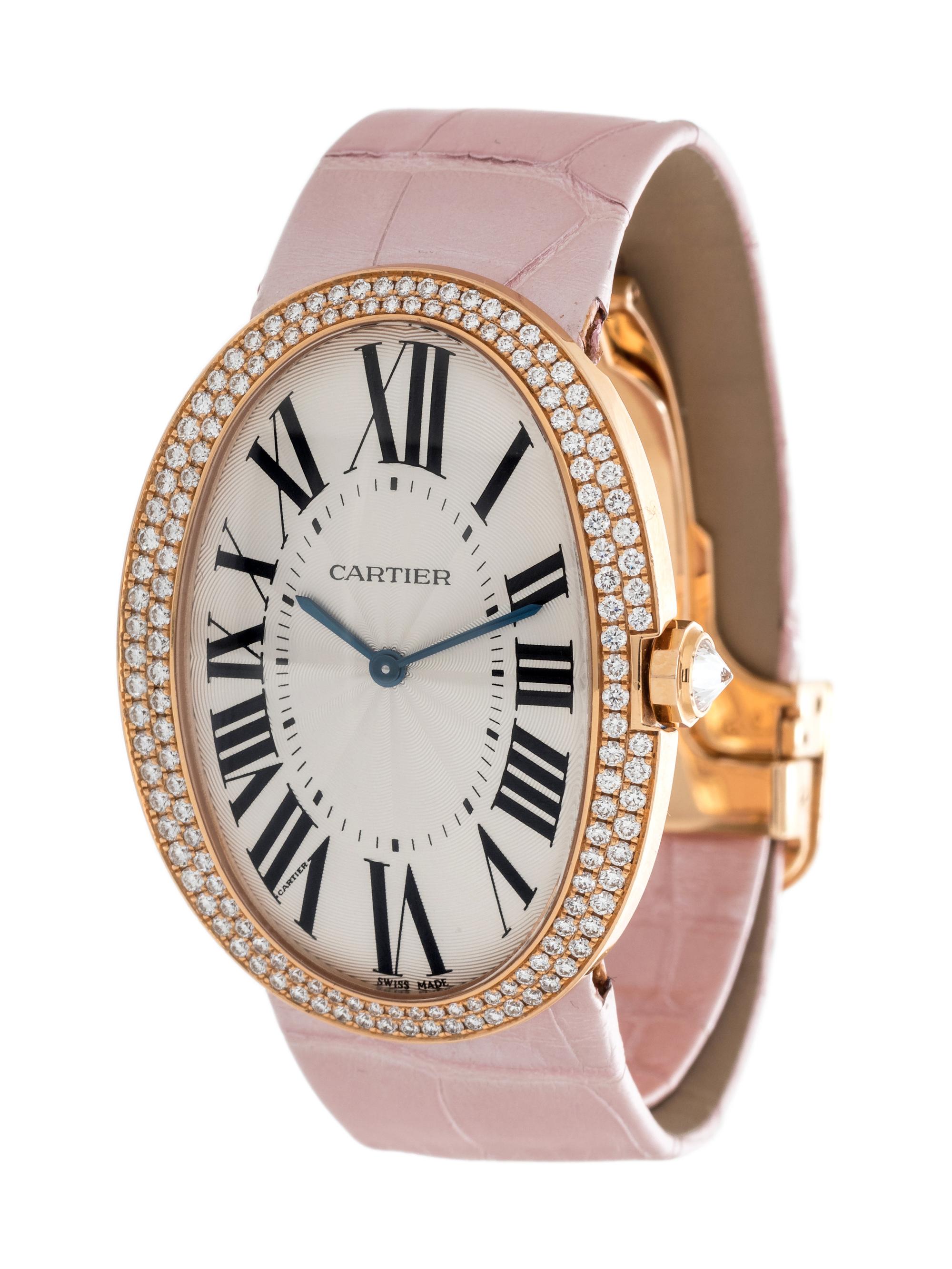 CARTIER, 18K ROSE GOLD AND DIAMOND 'BAIGNOIRE' WRISTWATCH