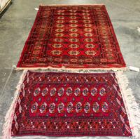 Three Turkoman Wool Rugs Dimensions of largest 7 feet 1 inch x 4 feet 5 inches.