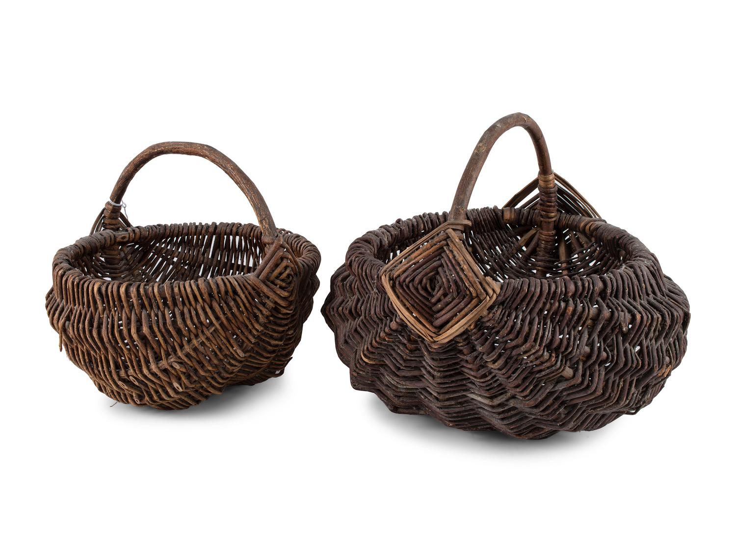 Seven Woven Wood Baskets