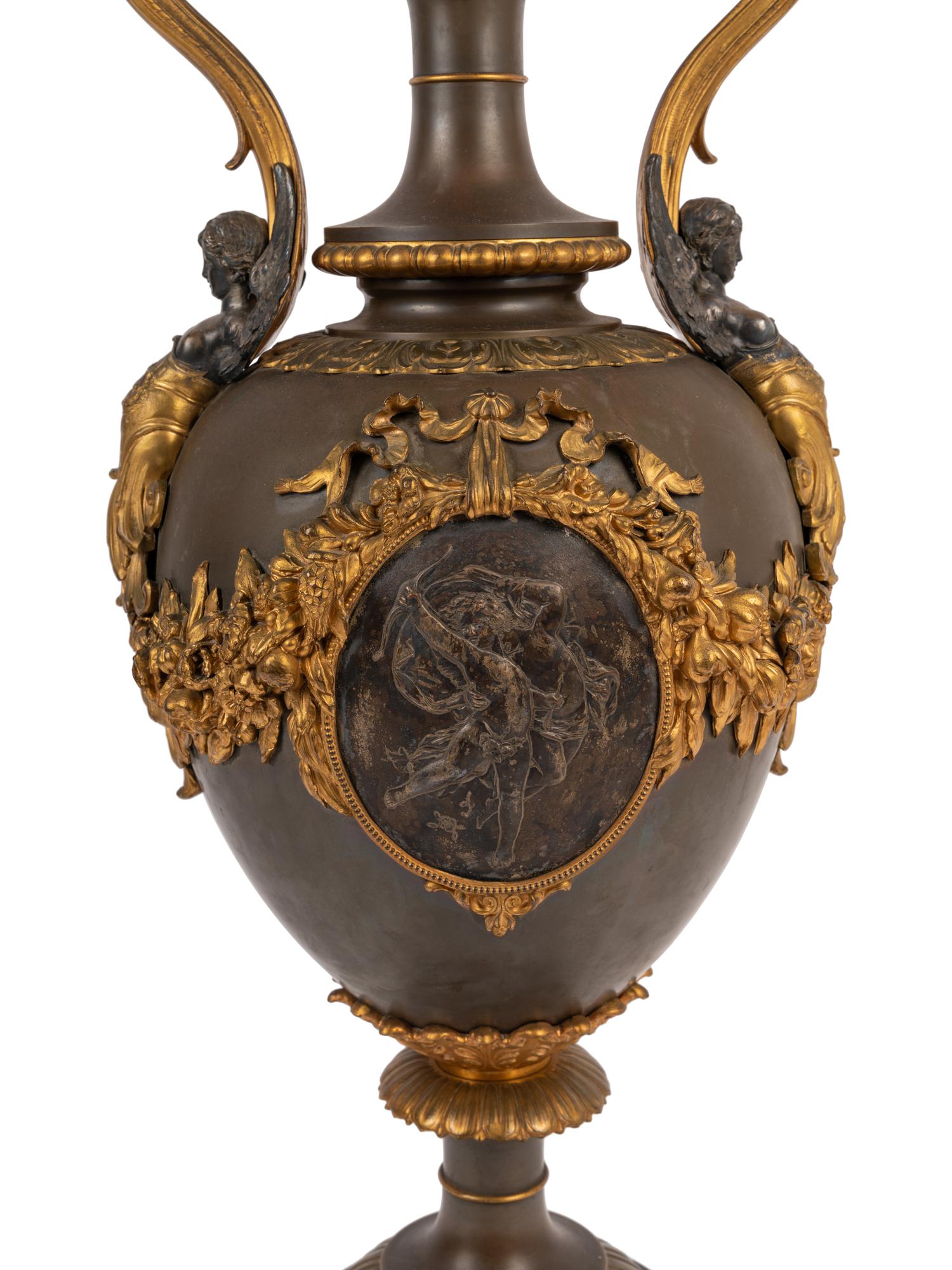 A Large French Neoclassical Gilt Bronze and Cast Metal Vase