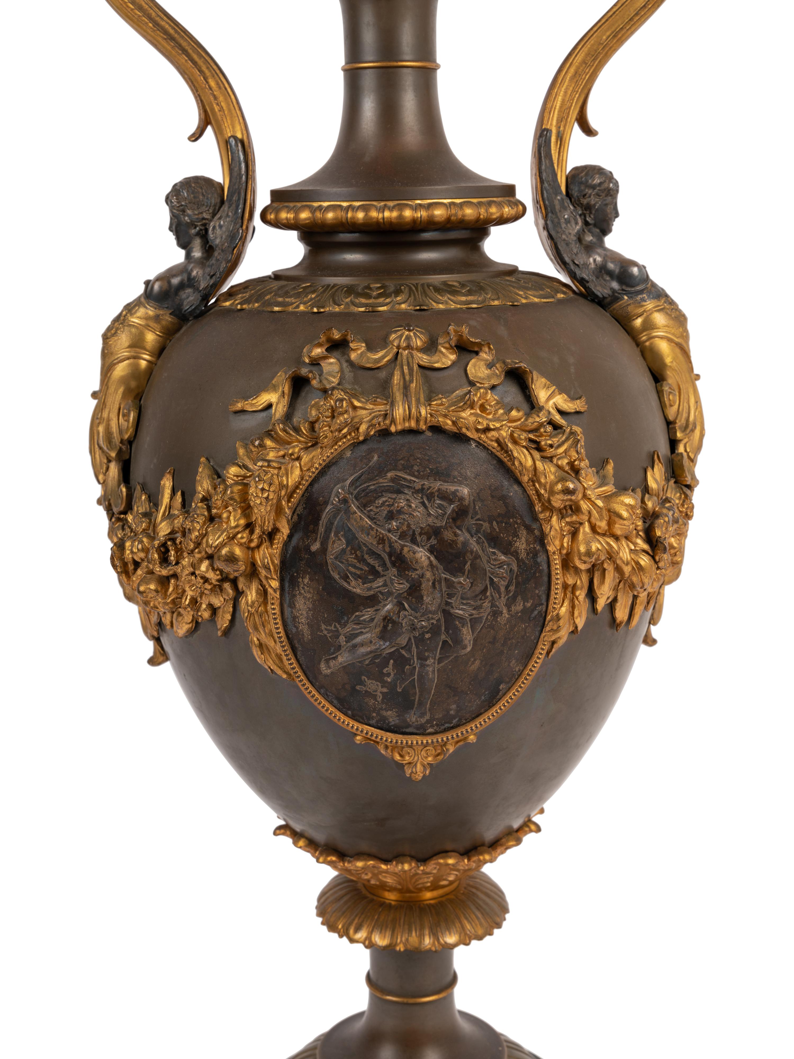 A Large French Neoclassical Gilt Bronze and Cast Metal Vase