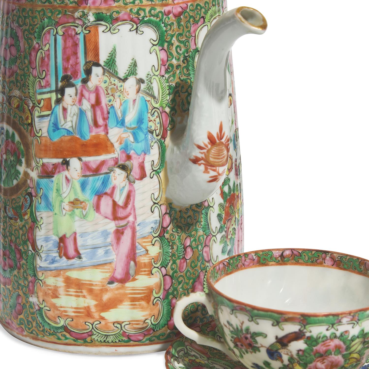 An Assembled Group of Chinese Export Porcelain Rose Medallion Tablewares