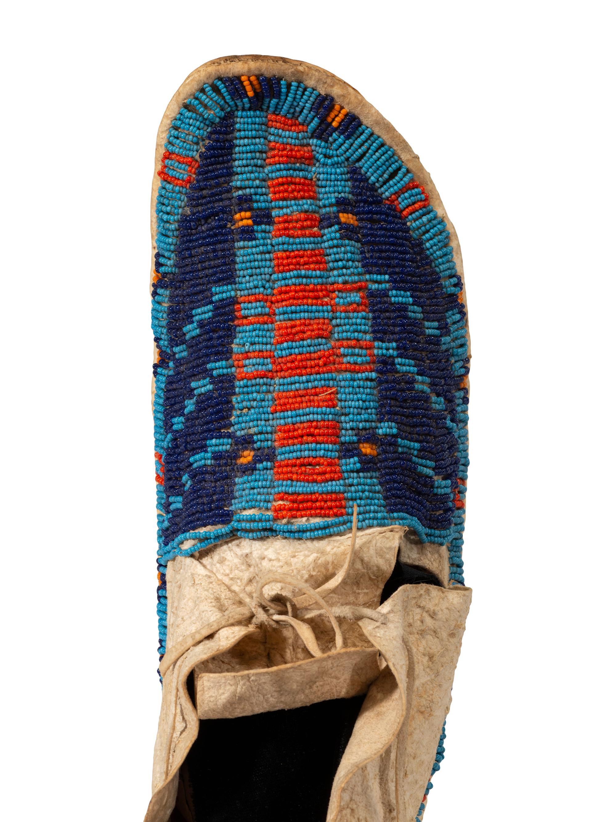 Northern Plains Beaded Hide Moccasins