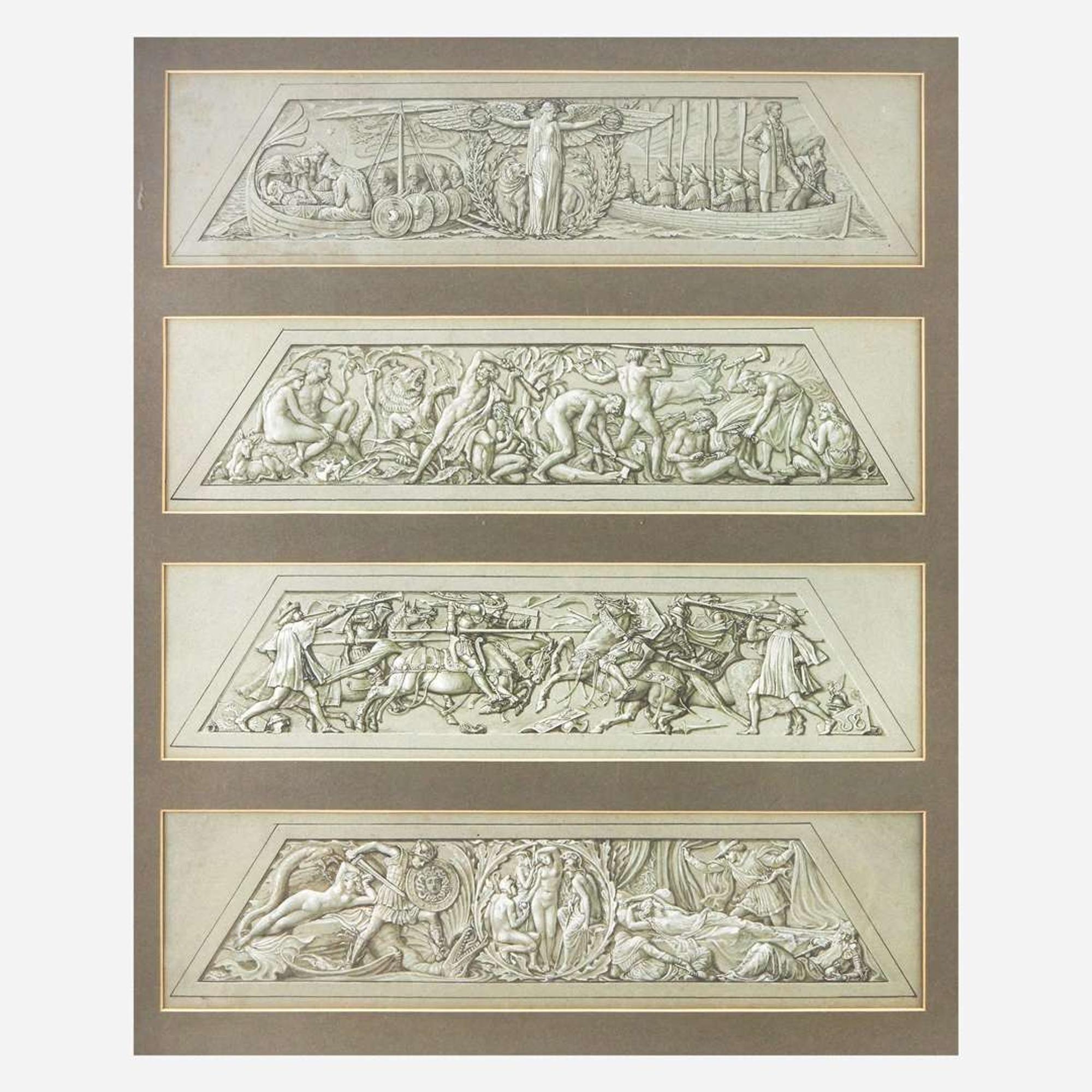 Walter Crane (British, 1845–1915) Four Designs for a Silver Cup
