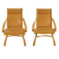 A Pair of Bentwood Mid-Century Chairs 23.5" W x 27" D x 35" H, seat height 15" — Italy, Mid-20th Century