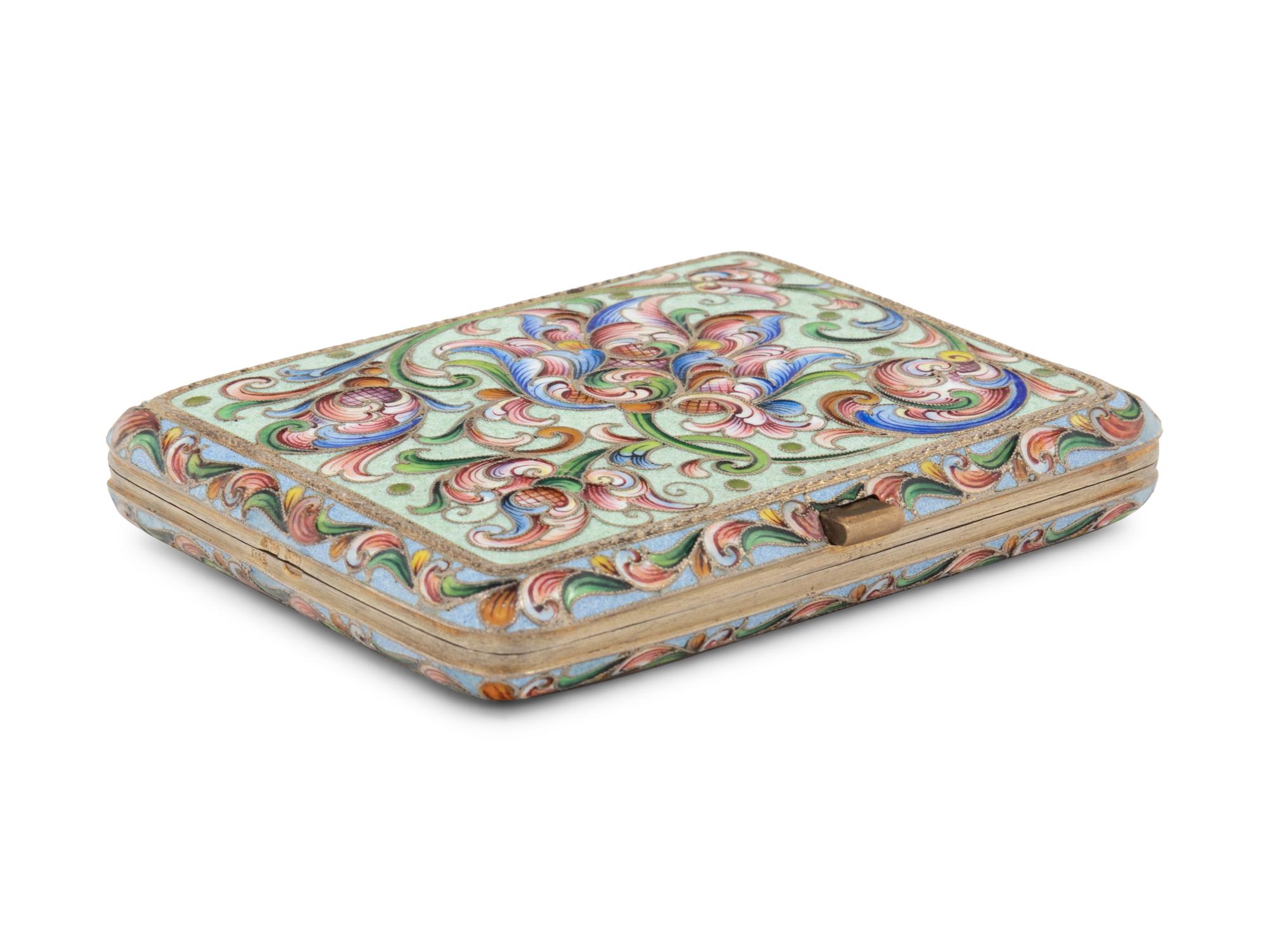 A Russian Shaded Enamel Silver Cigarette Case