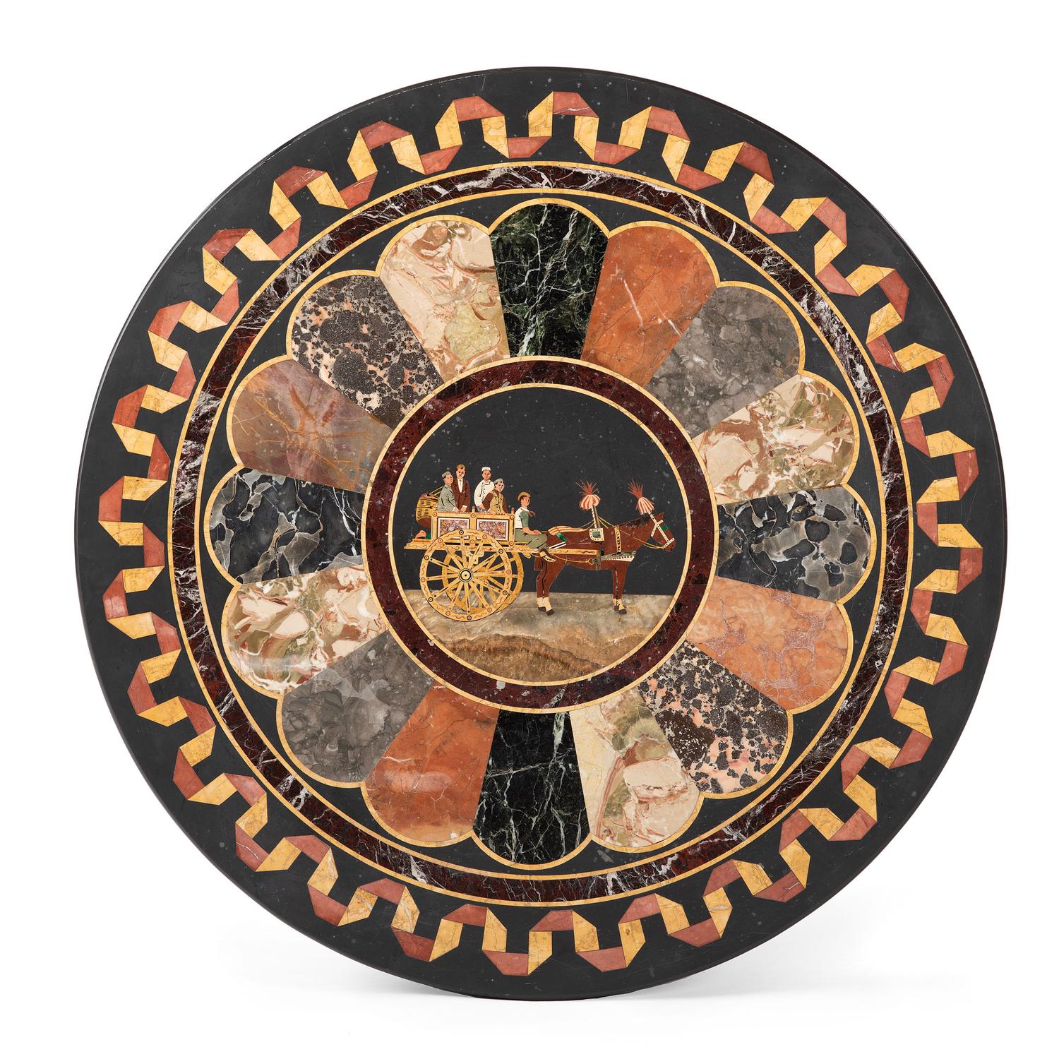 An Italian Bronze Side Table with a Pietra Dura Top