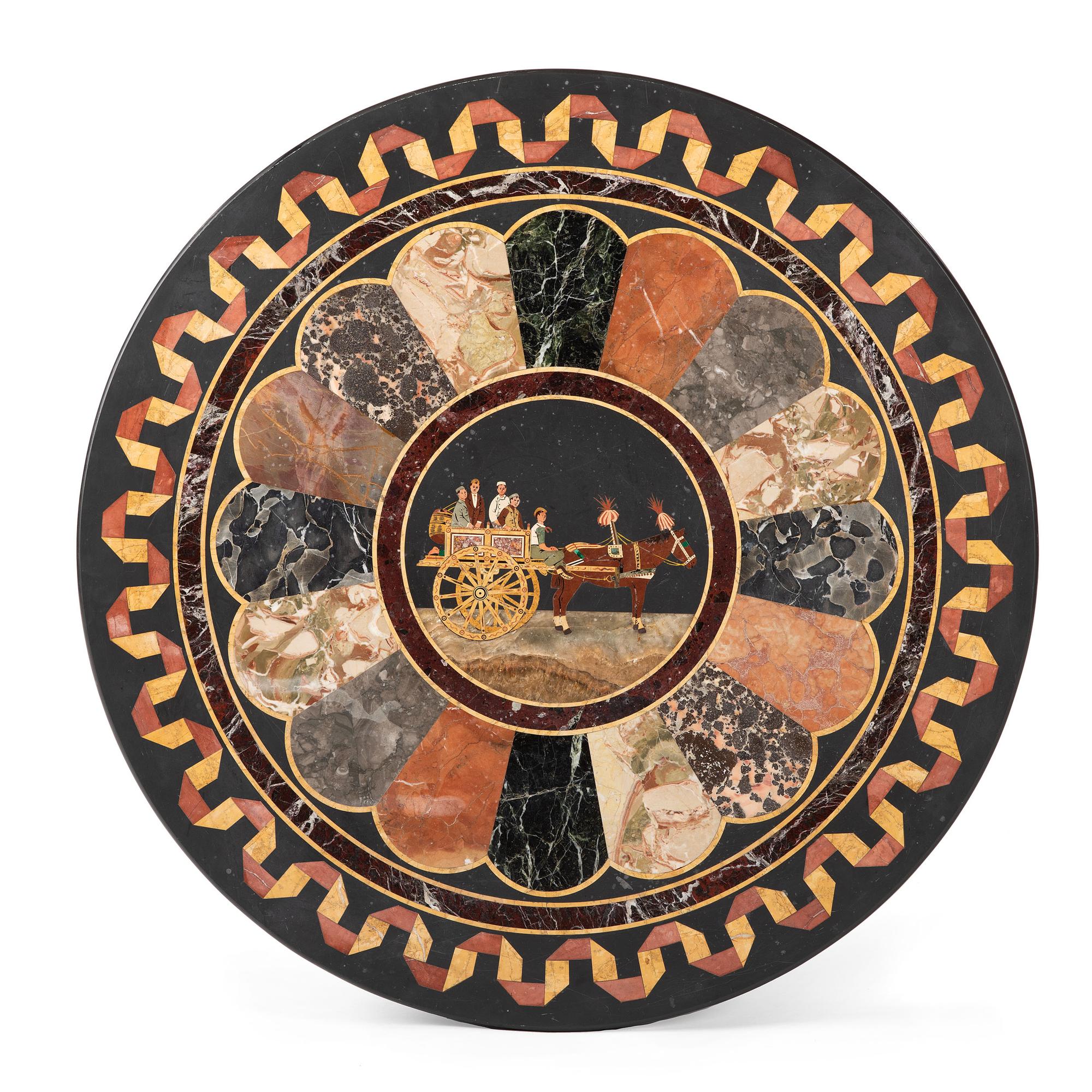 An Italian Bronze Side Table with a Pietra Dura Top