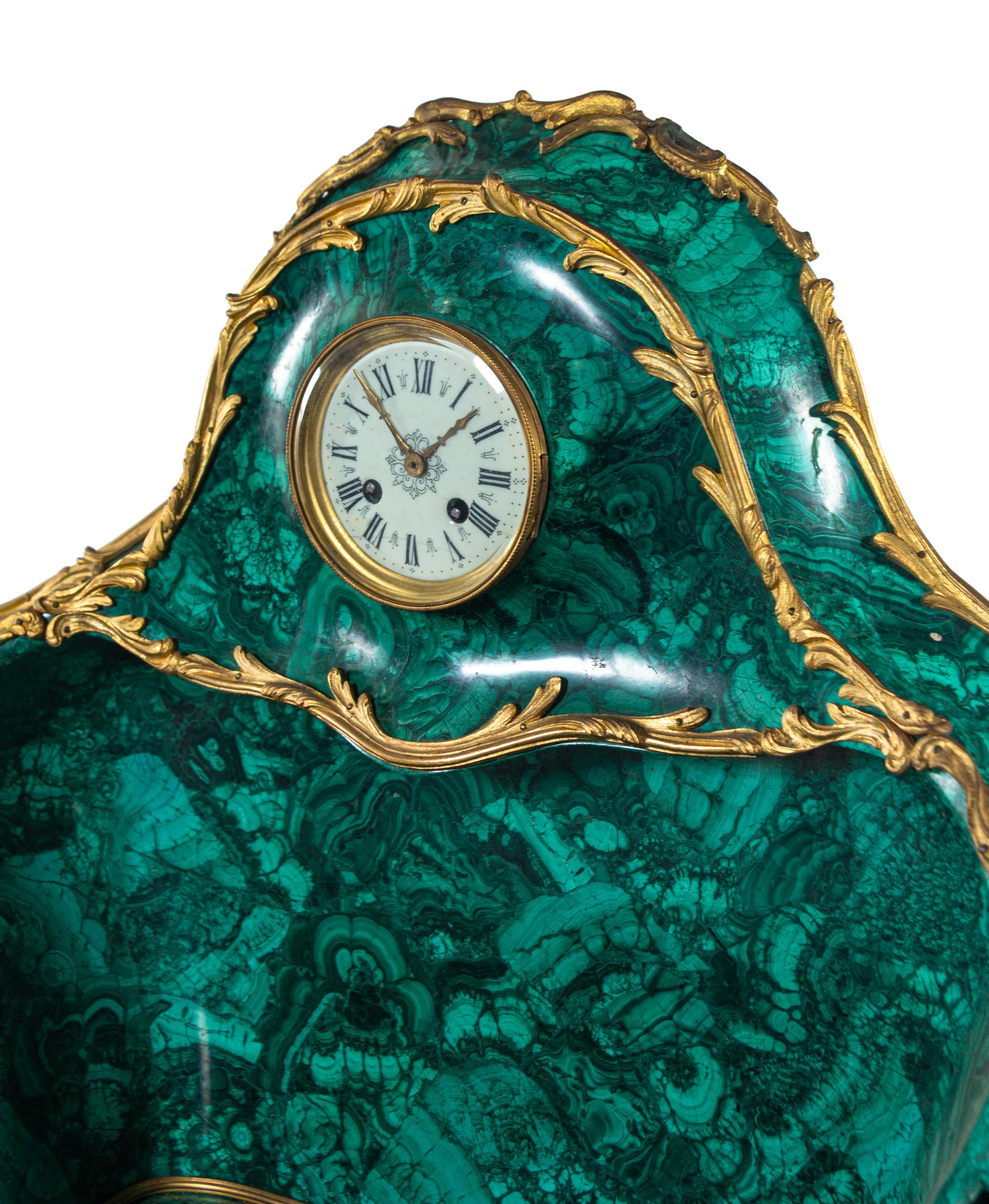 A Louis XV Style Gilt Bronze Mounted Malachite Bureau de Dame