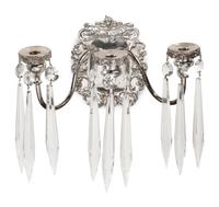 A Pair of Silvered Metal Three-Light Sconces