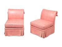A Pair of Chintz Upholstered Slipper Chairs