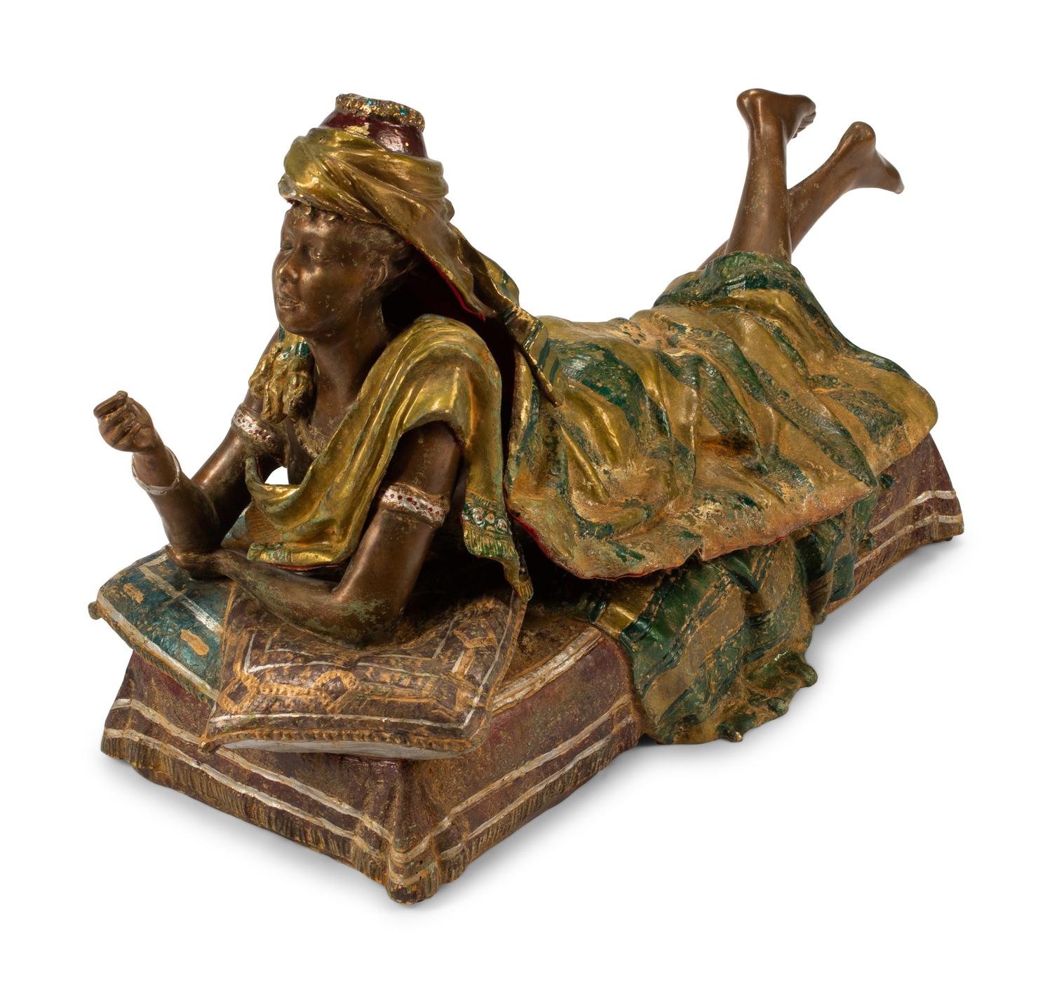 Louis Hottot (French, 1829-1905) Erotic Mechanical Figure cold-painted bronze