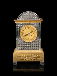 A Charles X Gilt Bronze and Cut Glass Mantel Clock
