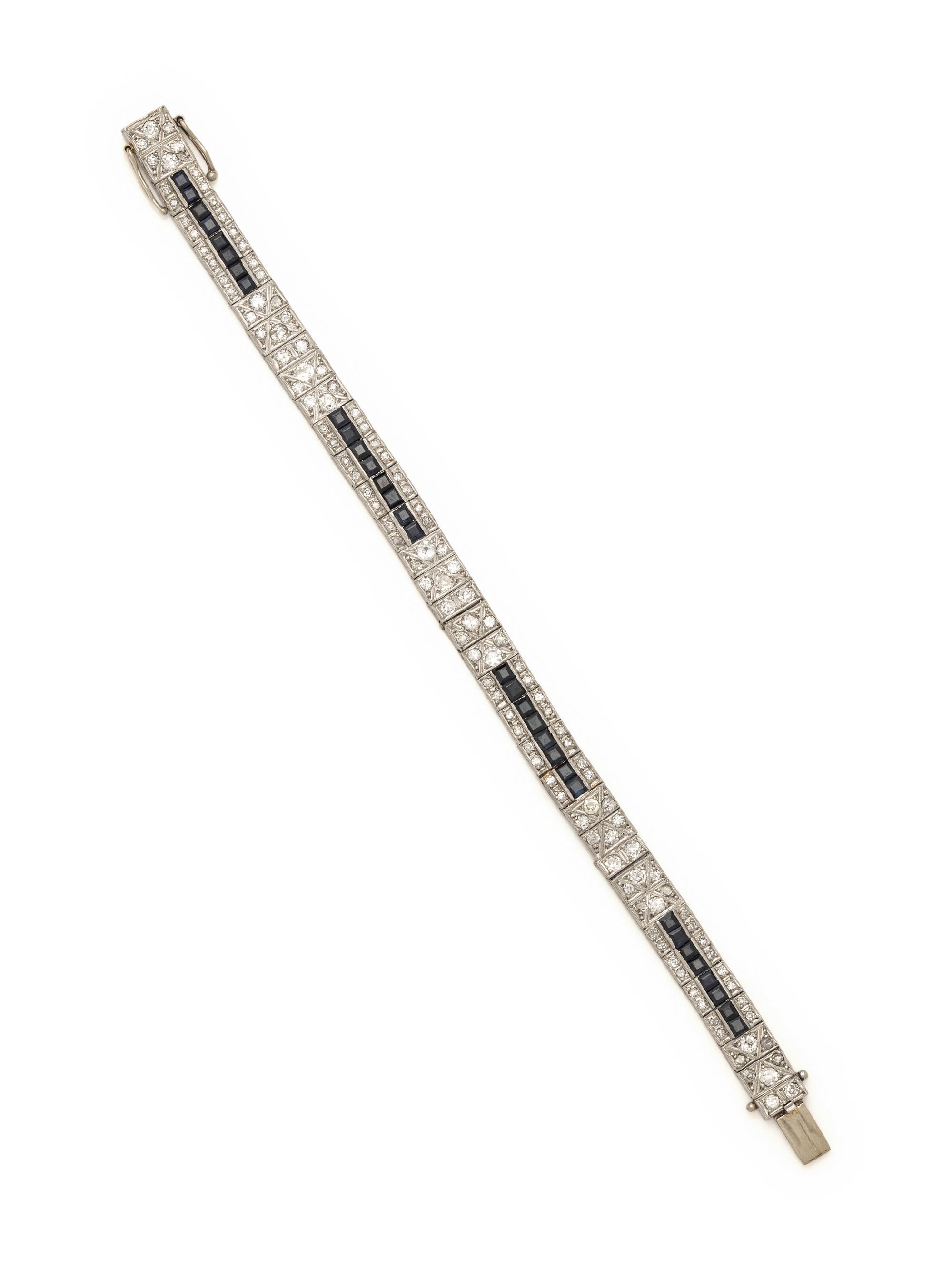 ART DECO, DIAMOND AND SAPPHIRE BRACELET