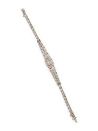 ART DECO, DIAMOND, EMERALD, AND PLATINUM BRACELET