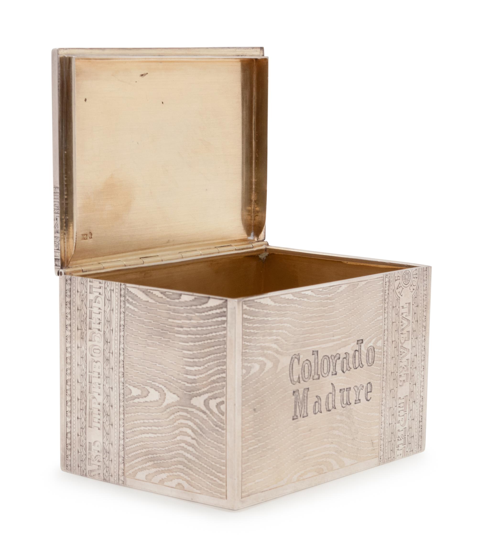 A Russian Silver Trompe l'Oeil Table-Top Cigar Box