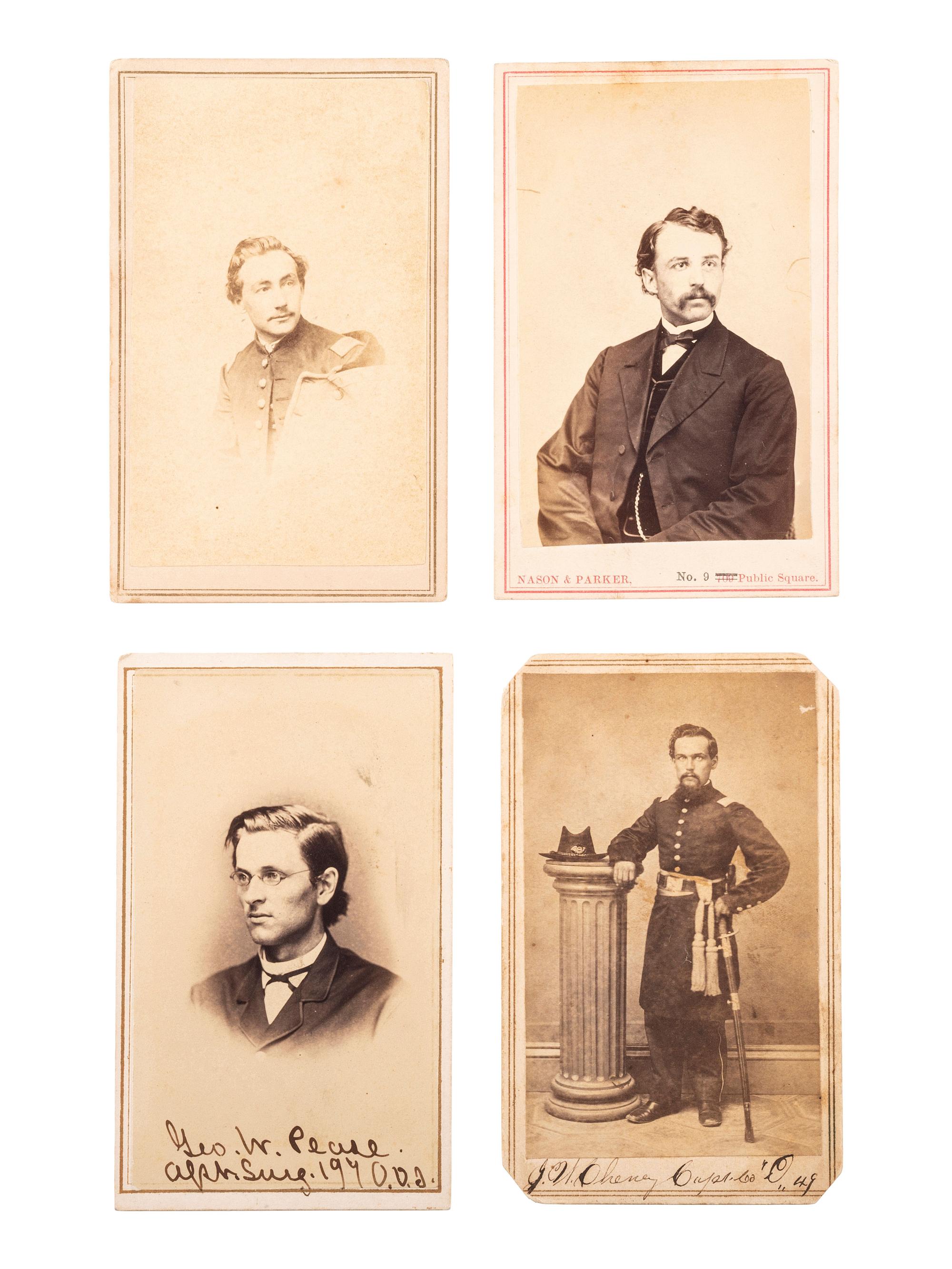 [CIVIL WAR]. A group of 26 CDVs, including portraits featuring soldiers from the 7th Ohio Volunteer Infantry Regiment.