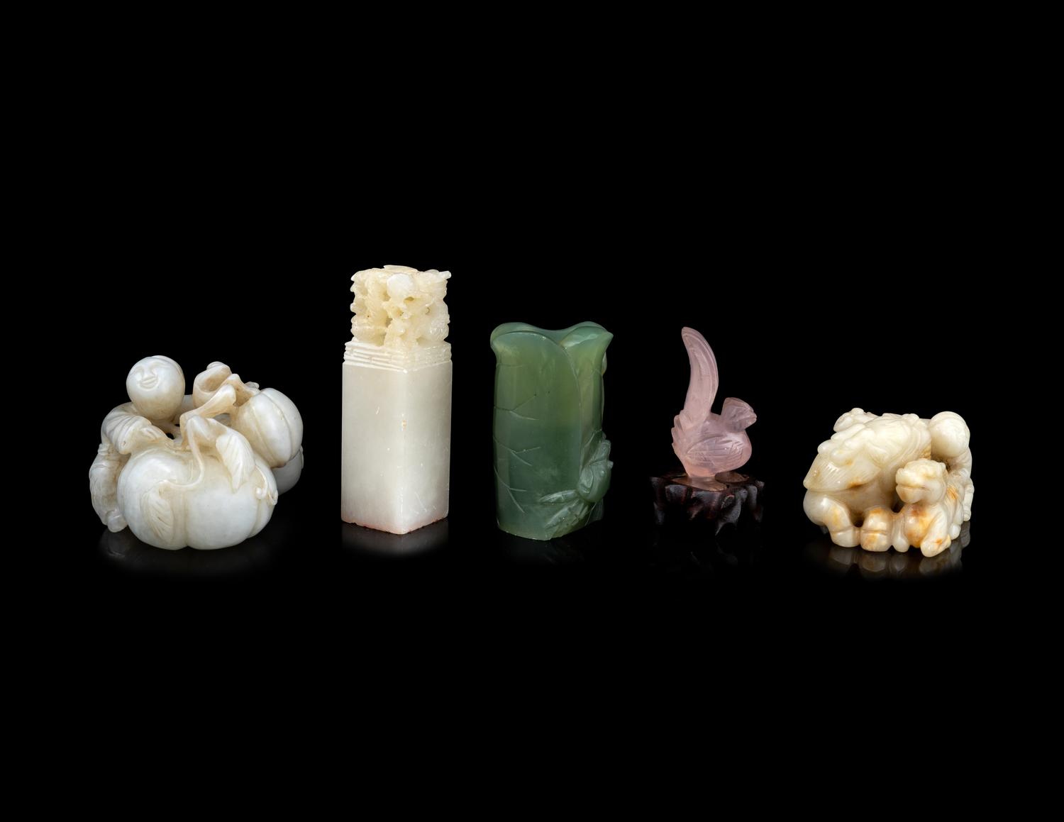 Five Chinese Jade and Hardstone Carvings