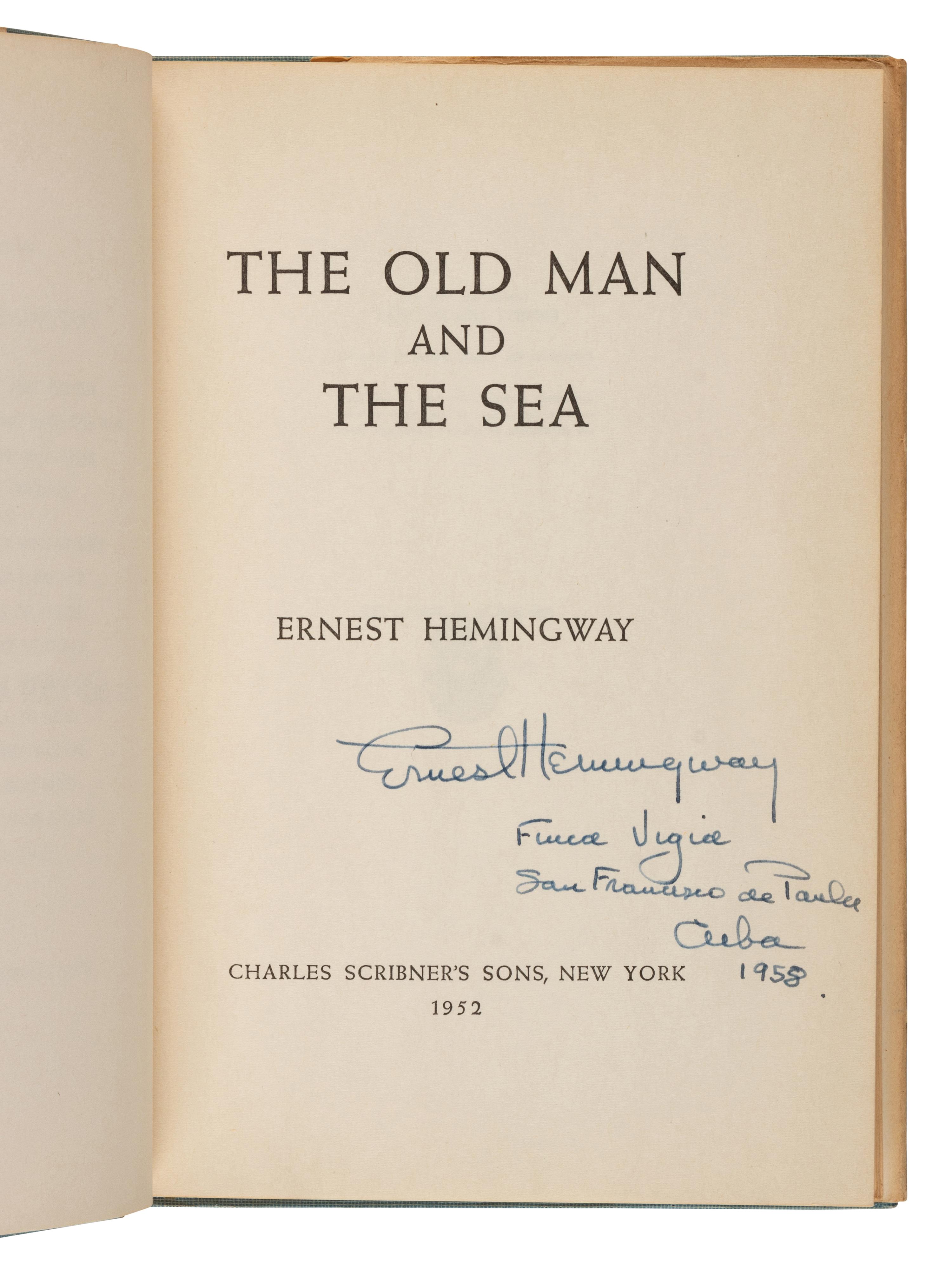 HEMINGWAY, Ernest (1899-1961). The Old Man and the Sea . New York: Charles Scribner's Sons, 1952.