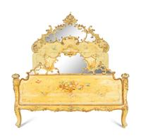 A Venetian Style Painted Bed with Mirrored Sections
