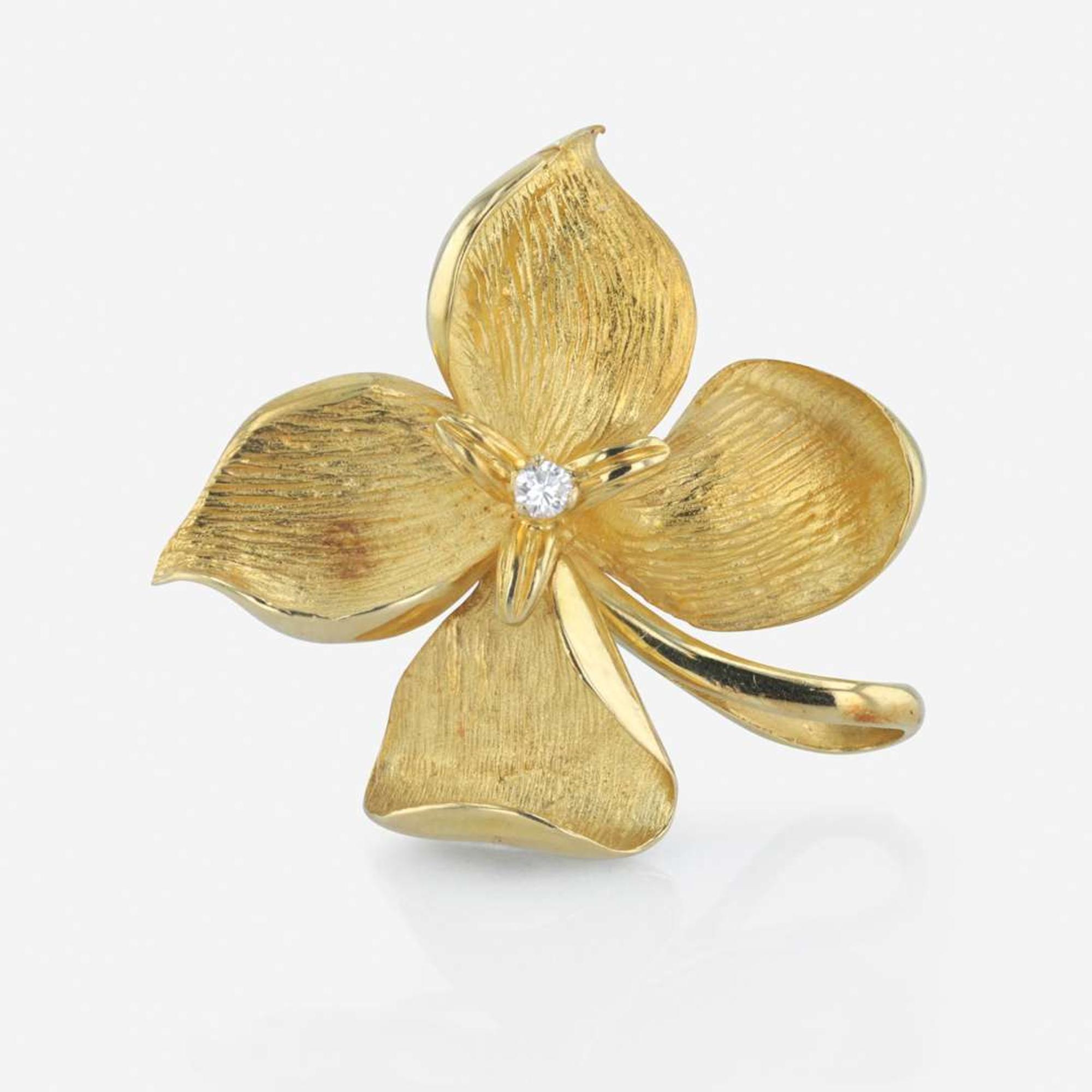 An 18K yellow gold and diamond brooch, Mapamenos Natepas