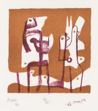 Henry Moore, (English, 1898-1986), Two Upright Motives, 1966 (C. 64) and The Observers, 1981