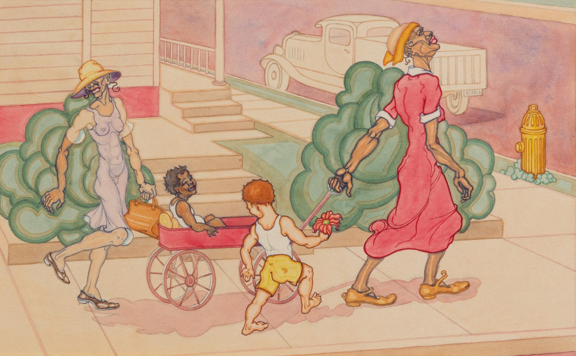 Artist Unknown, (American, 20th century), The Red Wagon