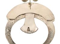 Southwestern-style Cast Sterling Silver Squash Blossom Necklace, with Mosaic Inlay