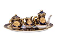 A Miniature Royal Staffordshire Porcelain Seven-Piece Coffee Service