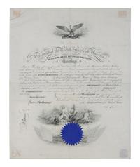 GRANT, Ulysses S. (1822-1885). Engraved document signed as President (“U. S. Grant”), countersigned by George M. Robeson, Secretary of the Navy, 27 January 1873.