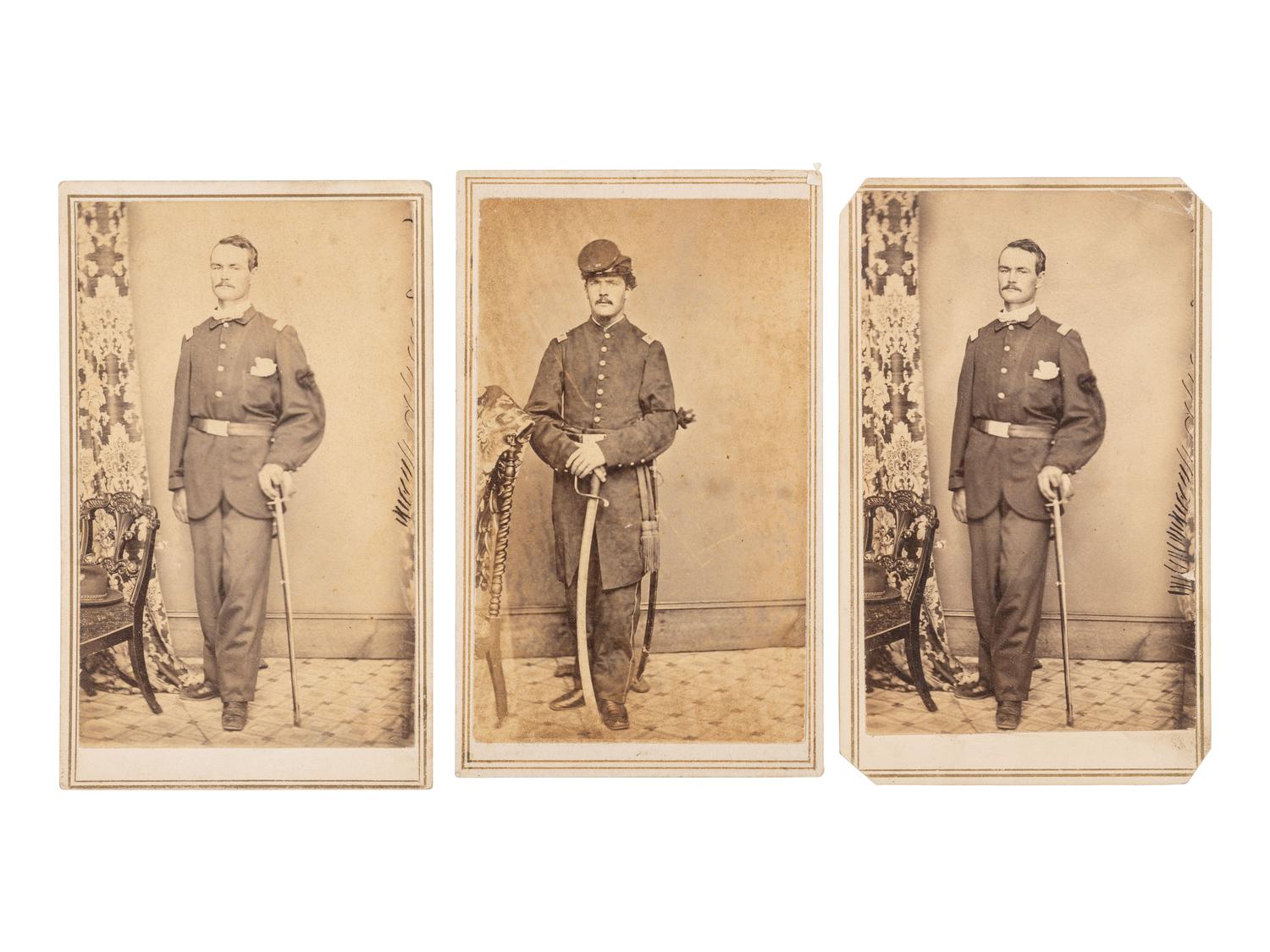[LINCOLN]. 15 CDVs of Generals and other officers wearing Lincoln mourning pins and bands incl. General LOGAN & Admiral FARRAGUT.