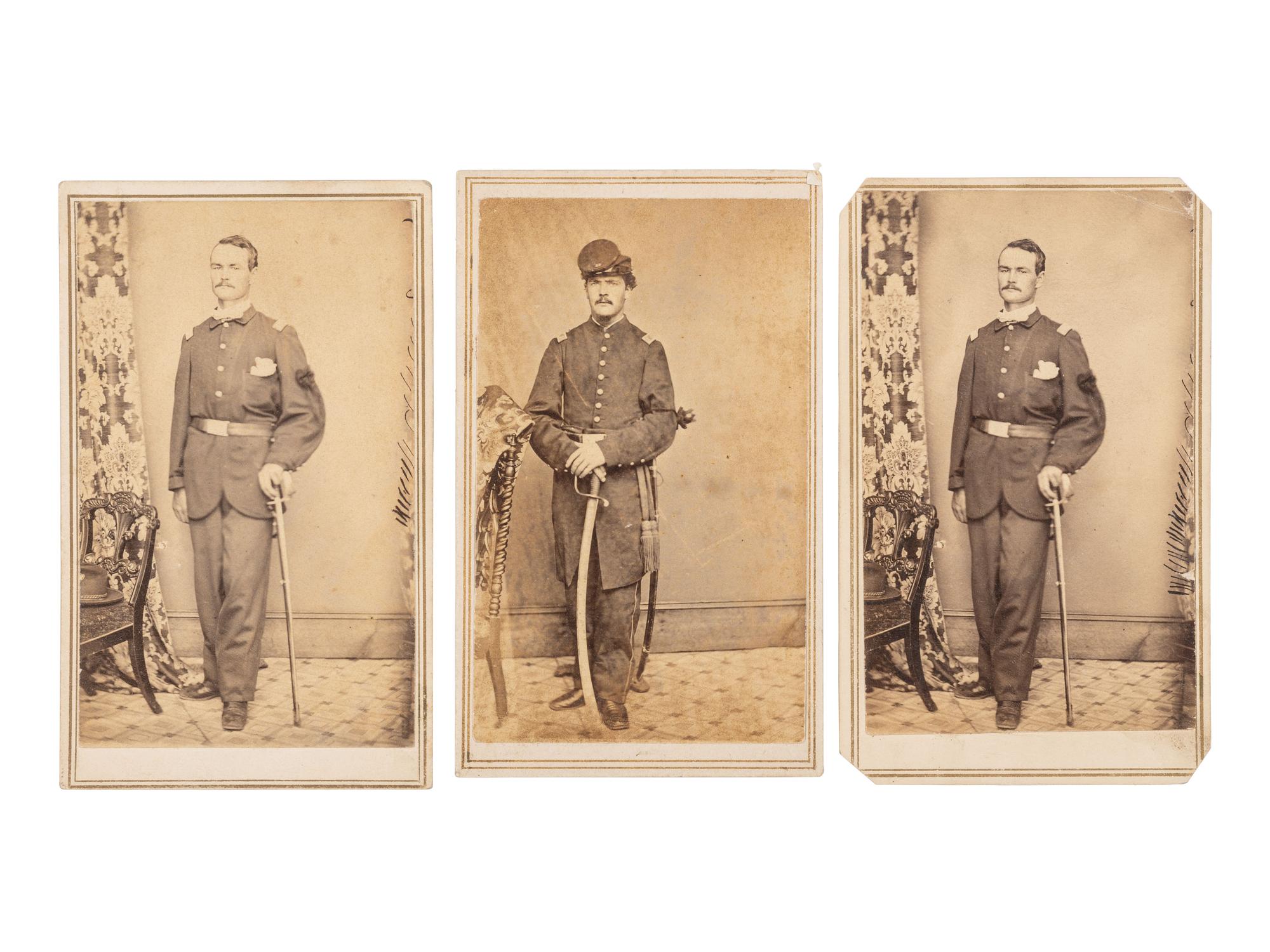 [LINCOLN]. 15 CDVs of Generals and other officers wearing Lincoln mourning pins and bands incl. General LOGAN & Admiral FARRAGUT.