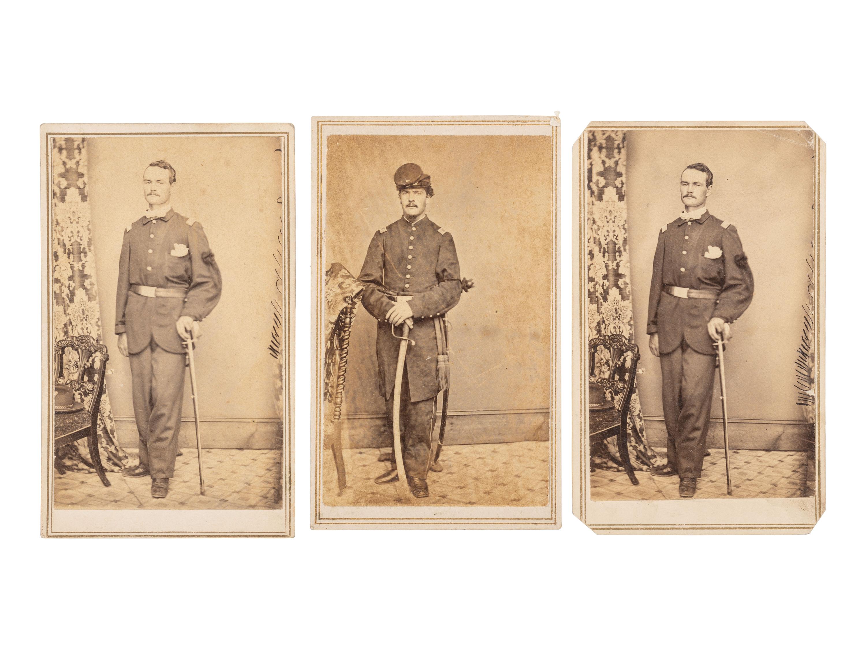 [LINCOLN]. 15 CDVs of Generals and other officers wearing Lincoln mourning pins and bands incl. General LOGAN & Admiral FARRAGUT.