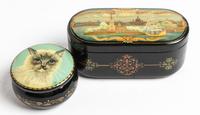 Two Russian Lacquer Boxes Width of first 3 1/2 inches. — 19TH/20TH CENTURY