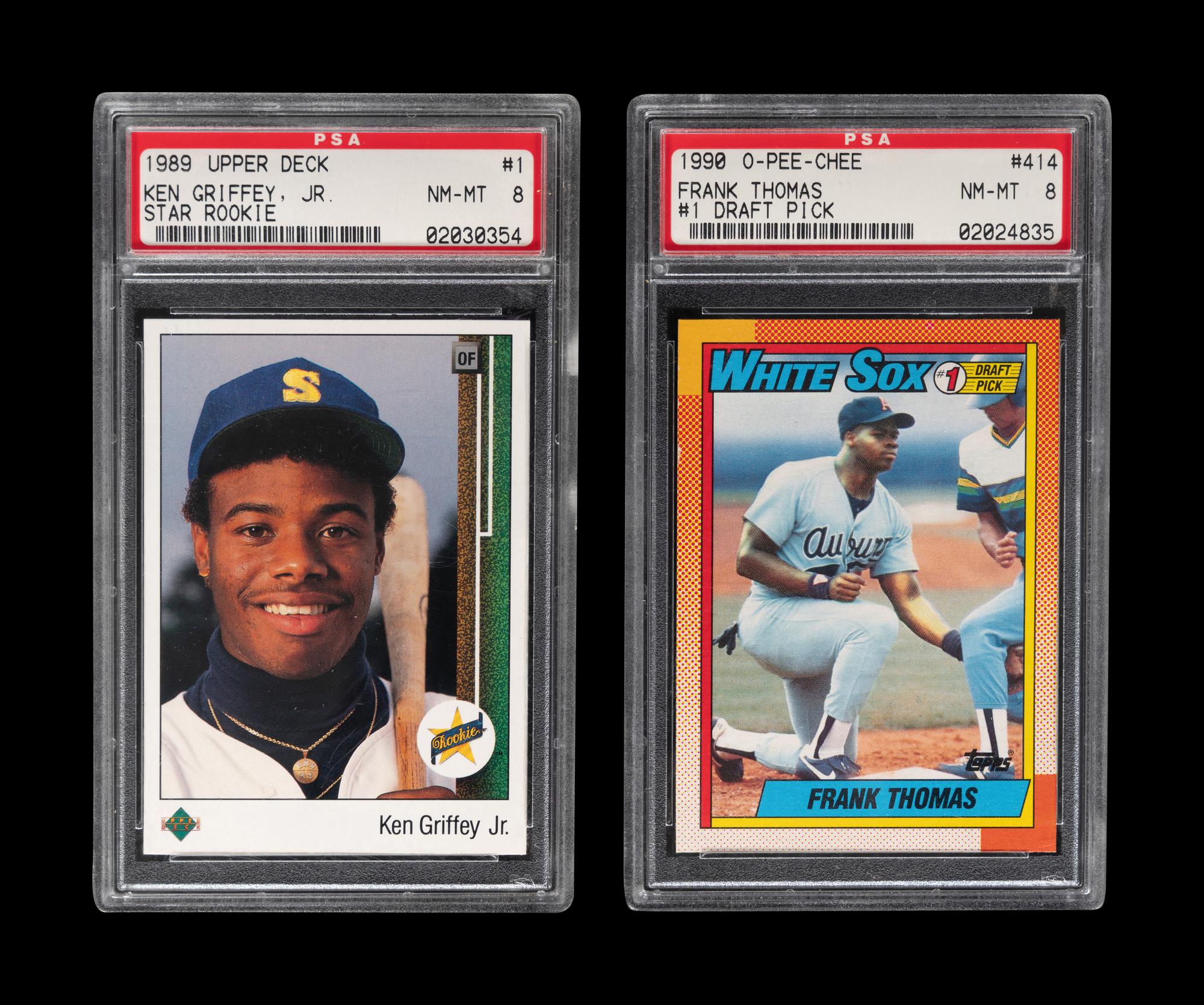 A Group of Ken Griffey Jr. and Frank Thomas PSA Graded Rookie Baseball Cards,