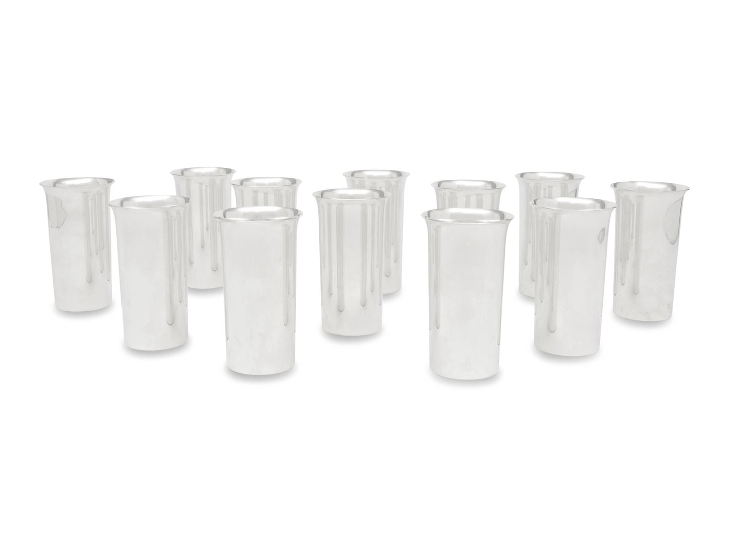 A Set of Twelve American Silver Tumblers