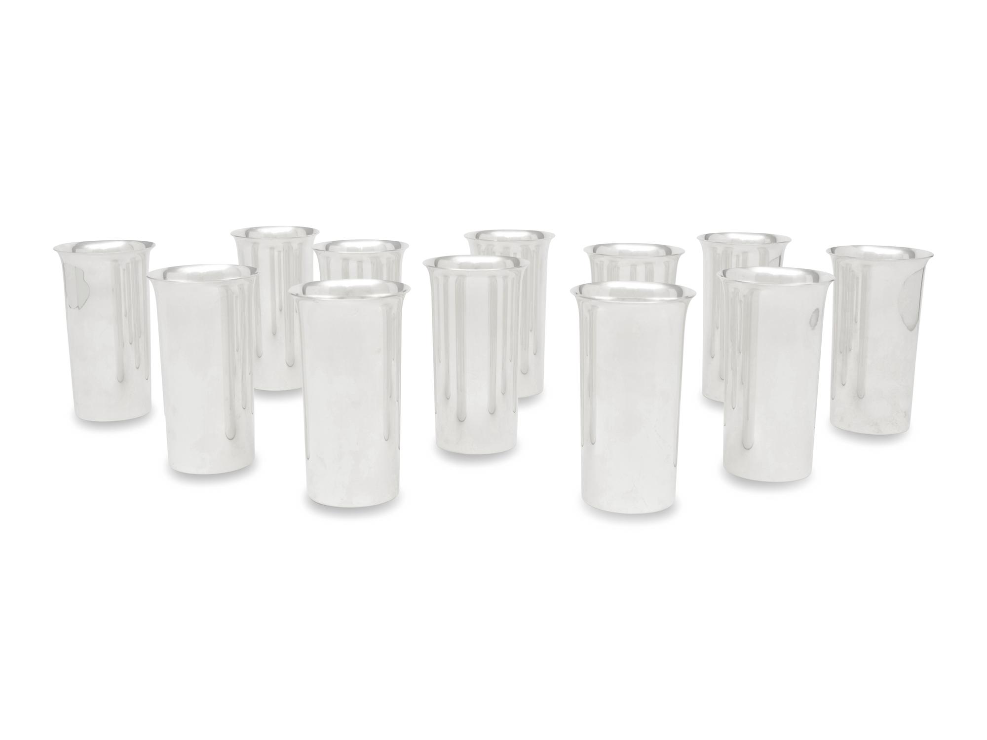 A Set of Twelve American Silver Tumblers