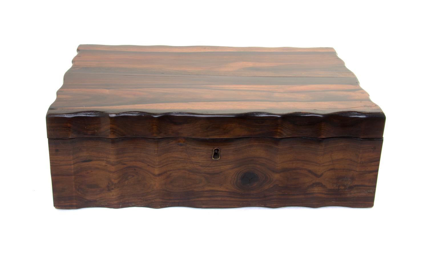 An Anglo-Ceylonese Ivory and Tortoise Shell Inlaid Rosewood Sewing Box Height 5 1/4 x width 15 3/4 x depth 10 3/4 inches. — CIRCA 1830