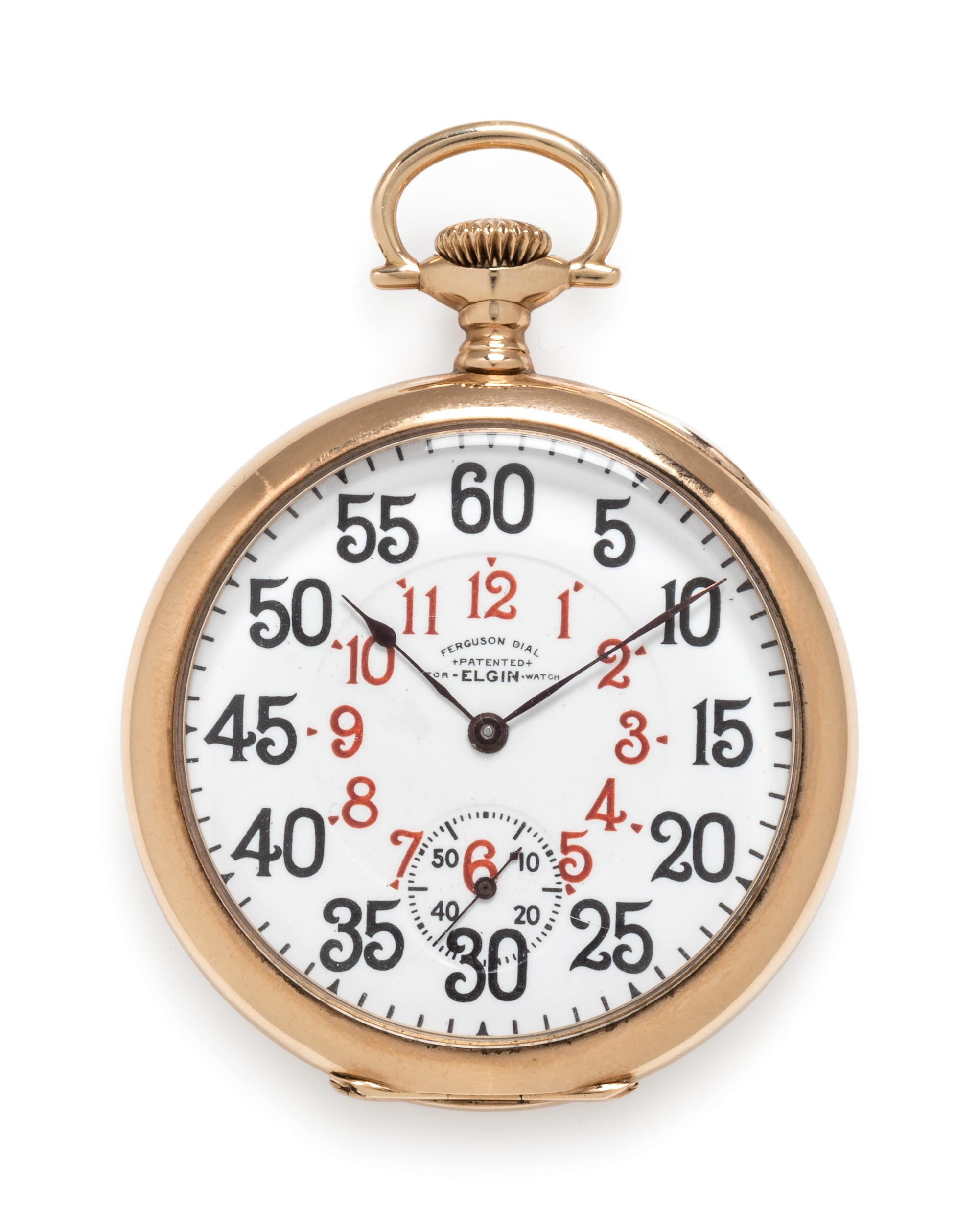 Elgin, 14K Yellow Gold Open Face 'Ferguson Dial' Pocket Watch, Circa 1906