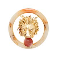 YELLOW GOLD, JADE AND DIAMOND LION PENDANT