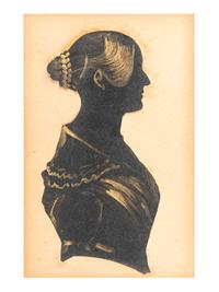 A Cut Paper Silhouette of Florence Nightingale with Lock of Hair