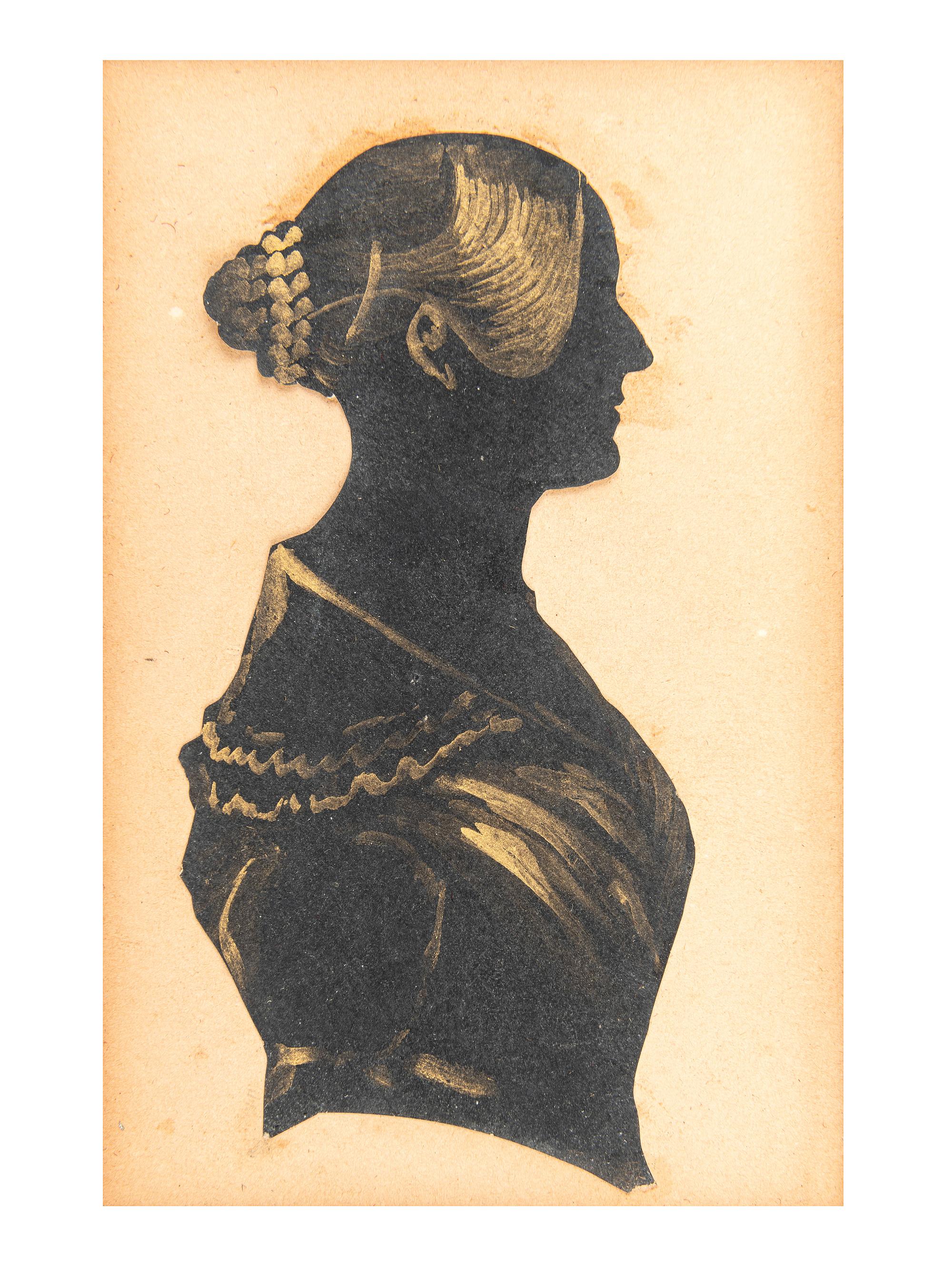 A Cut Paper Silhouette of Florence Nightingale with Lock of Hair
