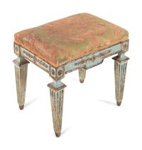 A Pair of Italian Painted and Parcel Gilt Stools